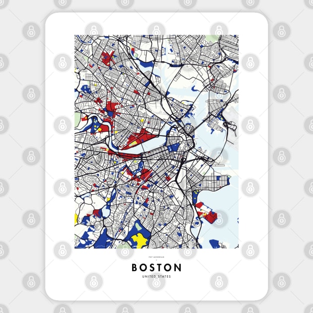 Boston (United States) Map x Piet Mondrian Sticker by notalizard